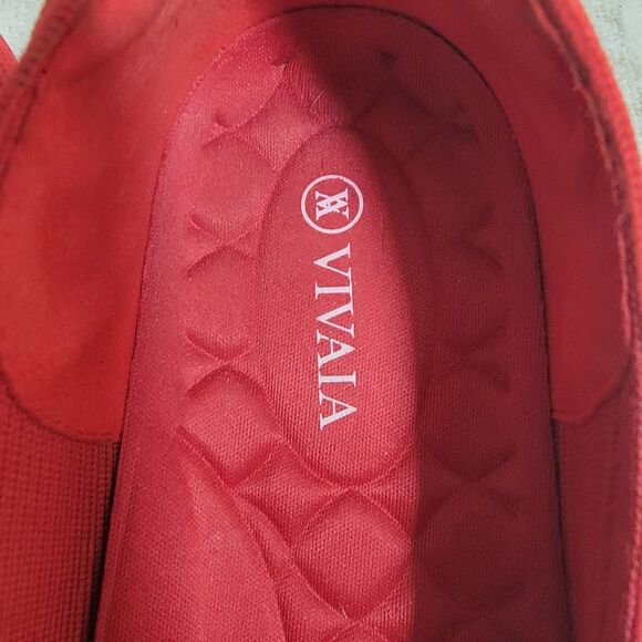 Vivaia Margot Walker Red Lightweight Square Toe V-cut Flats 41.5 Sz 10 - Picture 3 of 16